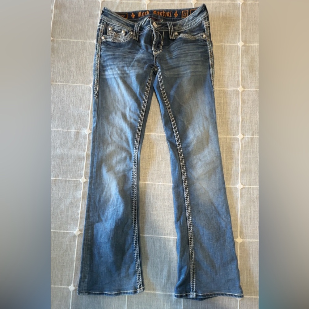 Rock Revival Dianeya Jeans with Contrast Stitching Boot cut size 28 - Picture 2 of 4